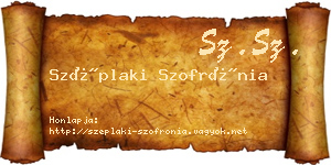 Széplaki Szofrónia névjegykártya